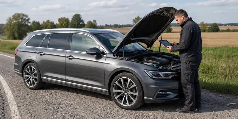 naprawa AdBlue według marki samochód z otwartą maską na drodze